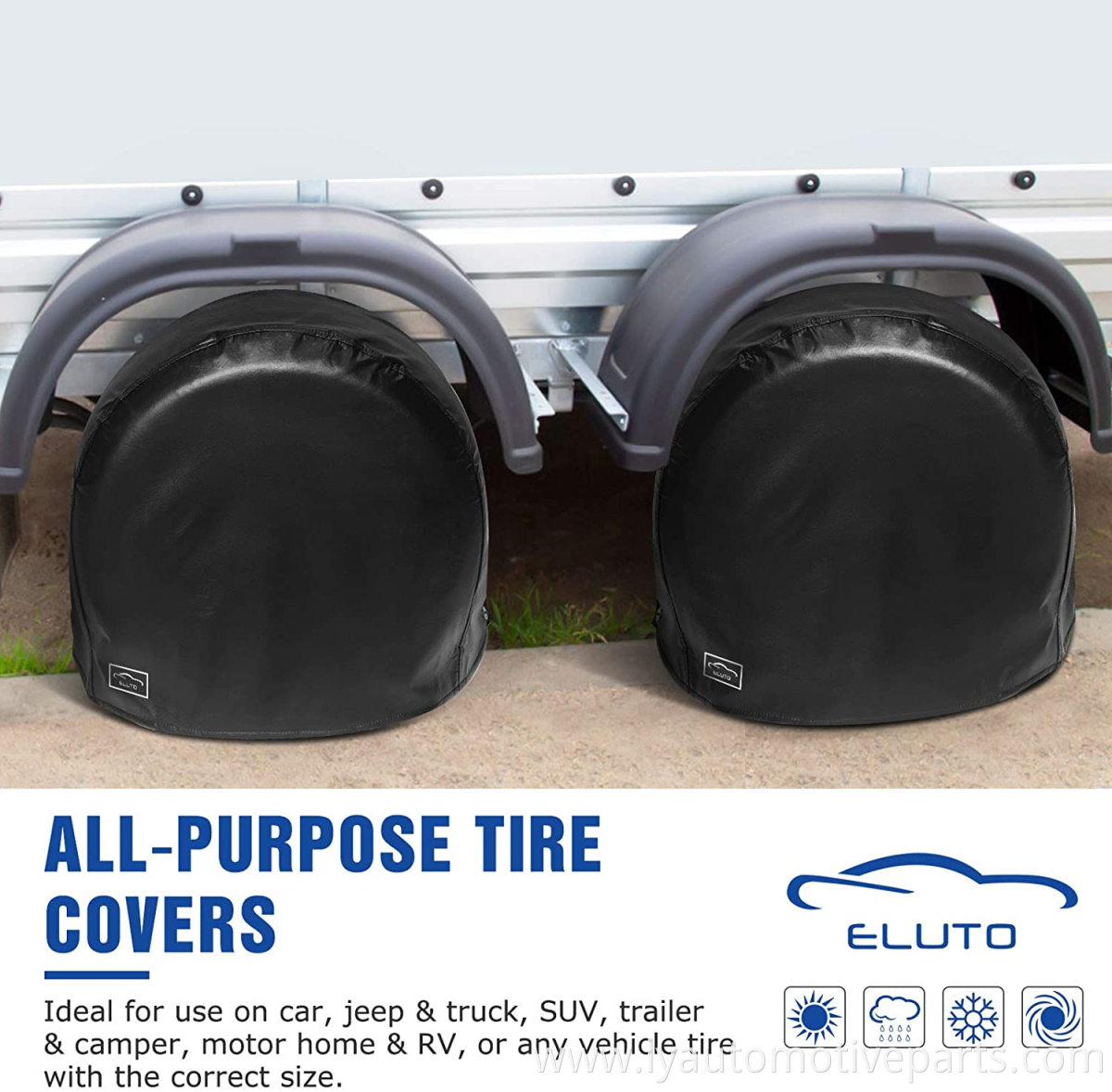 Tire Covers for RV Wheel Covers Set of 4 Waterproof UV Sun Tough Tire Wheel Protector Vinyl Tire Cover Auto Part Accessory